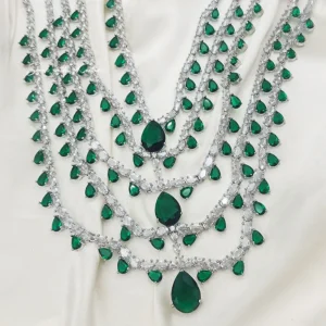 Royal Green Layered Necklace Set - Image 3