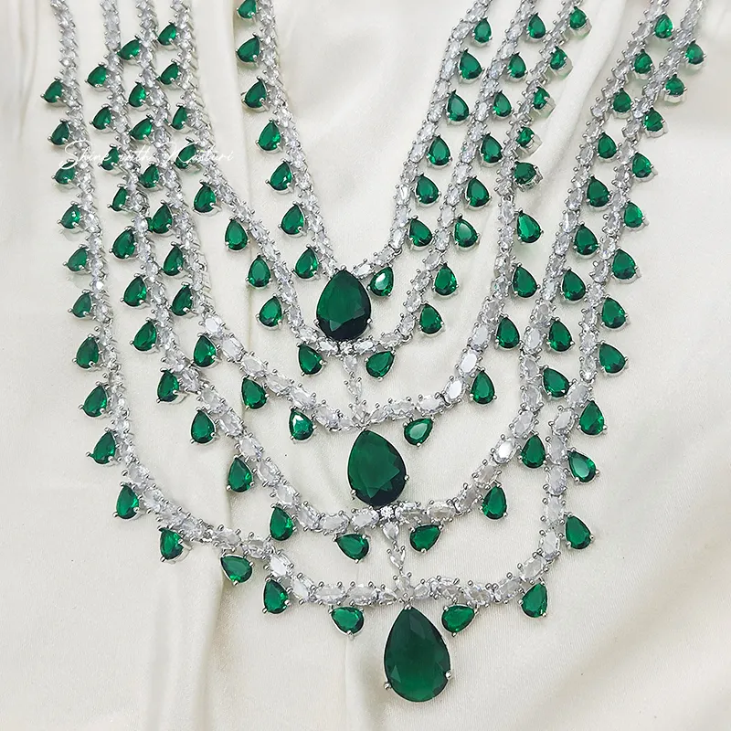 Royal Green Layered Necklace Set - Image 3