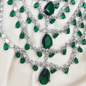 Royal Green Layered Necklace Set - Image 2