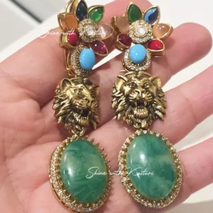 Sabyasachi Inspired Multi-Stone Drop Earrings,Sabyasachi Inspired,multi stone earrings,statement earrings