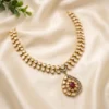 Royal Ruby Polki Teardrop Necklace Set
