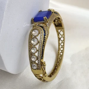 Royal Sapphire Kundan Statement Kada Bracelet - Image 3