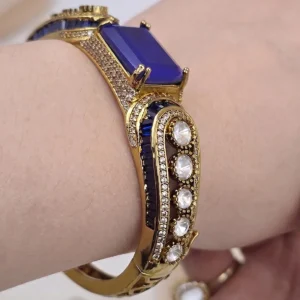 Royal Sapphire Kundan Statement Kada Bracelet