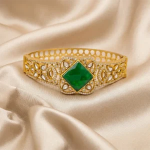 Royal Square Cut Gold CZ Bangle