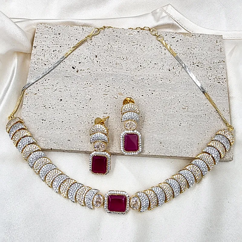 Ruby AD Crescent Necklace Set - Image 2