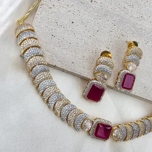 Ruby AD Crescent Necklace Set - Image 3