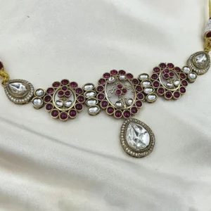 Ruby Floral Kundan Choker Necklace Set