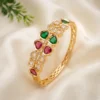 Ruby Green CZ Openable Cuff Bangle