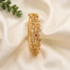 Ruby Kundan Floral Openable Cuff Bangle