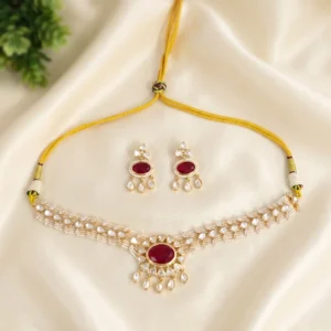 Ruby Pearl Kundan Choker Necklace Set