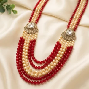 Ruby Pearl Layered Groom Necklace