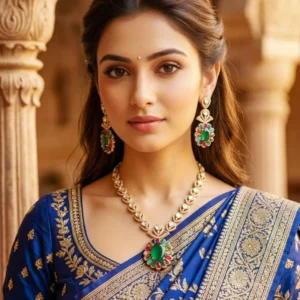Sabyasachi Inspired Kundan Necklace Set with Multicolor Stones