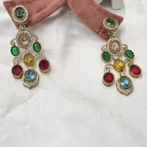 Alternative view of Sabyasachi Inspired Navratan Statement Earrings