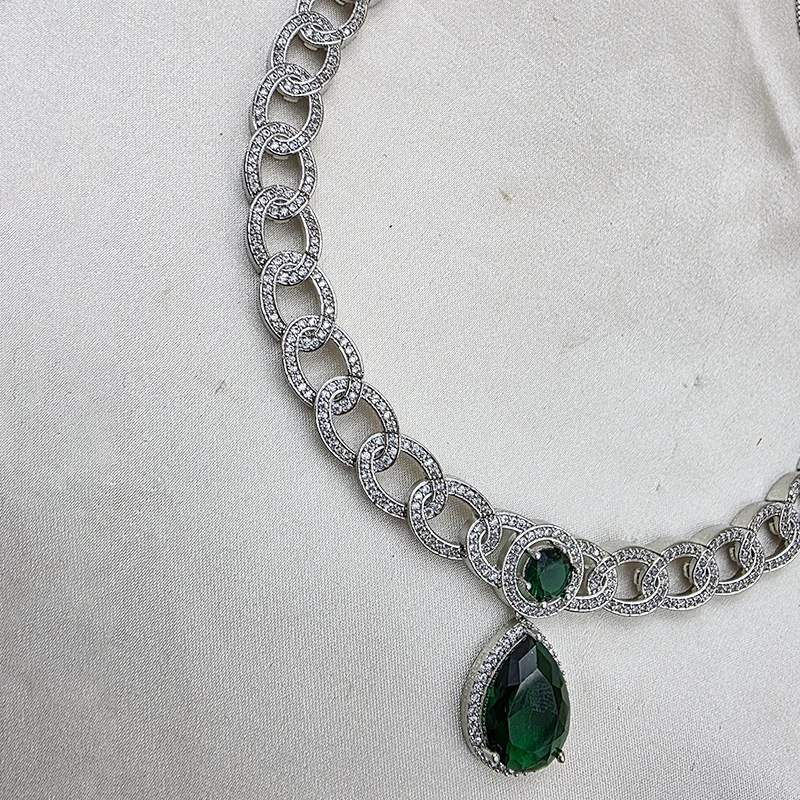 Jia Cubic Zirconia Choker Necklace, Green - Image 2