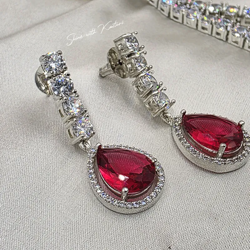 Ruby Radiance Double Layer Necklace Set - Image 5