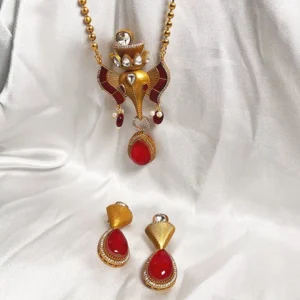 Alternative view of Ethnic Ganpati Necklace with Earrings