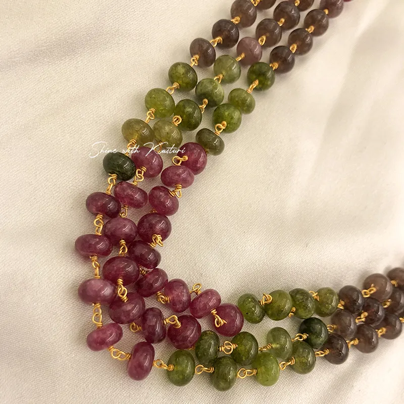 Multi-Colored Gemstone Beaded Layered Necklace - Image 3