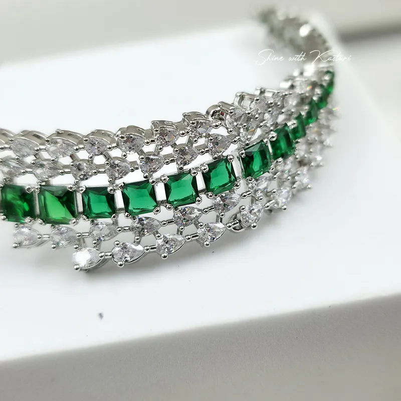 Emerald Cascade CZ Necklace Set - Image 3