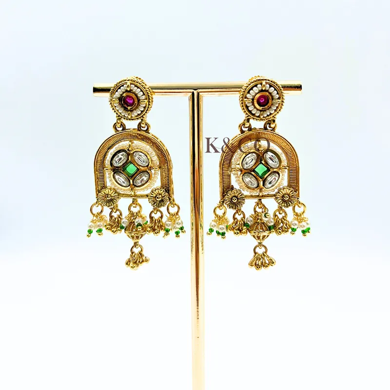 Kundan Necklace Set with Multi-Layer Beads - Image 6