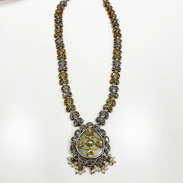 Oxidised Silver Necklace with stones - Image 2