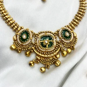 Alternative view of Gold Plated Choker Set with Inlay on Stones