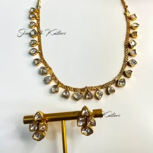 Alternative view of Slim Kundan Minimalist Choker, Gold Plated