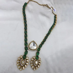 Alternative view of Shelly Stone Polki Cross Necklace, Green