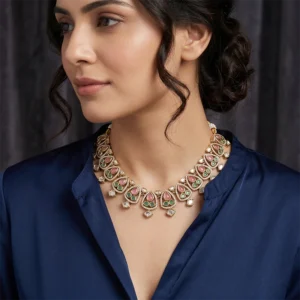 Blush Pink & Emerald Kundan Statement Necklace