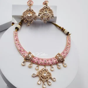 Sana Meenakari Hasli with Inlay Work, Pink - Image 5