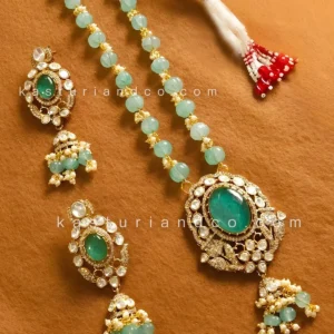 Statement Long Necklace, Polki Kundan & Stone - Image 5