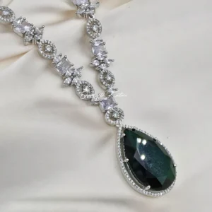 Alternative view of Celeste Pear Drop Necklace Set, Green