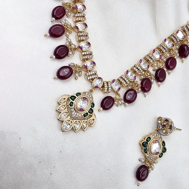 Ruby Royale Polki Kundan Necklace Set - Image 3