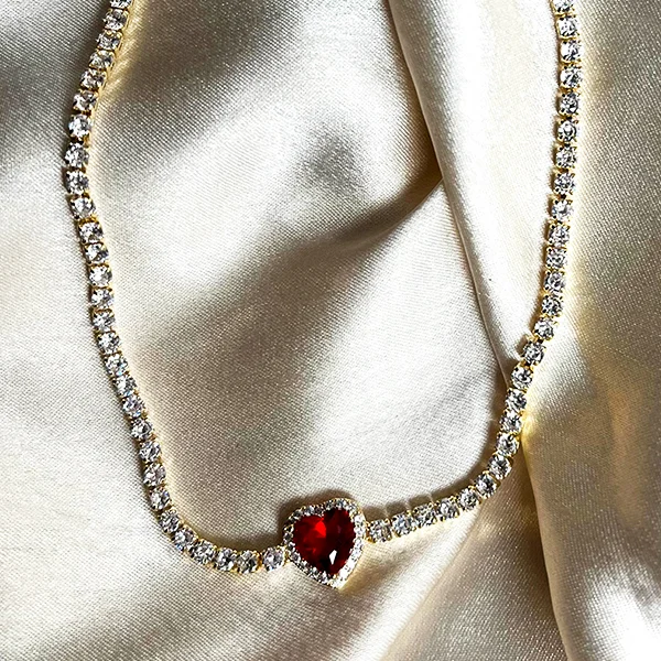 Shop Ruby Heart Tennis Necklace