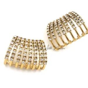 Sparkling Tiered Gold Earrings - Image 2