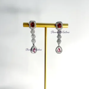 Lovisa Layered CZ Necklace, Silver Plated Red - Image 4