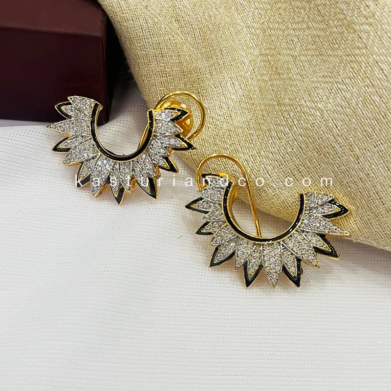Half Moon Earrings, 2 Tone - Image 3