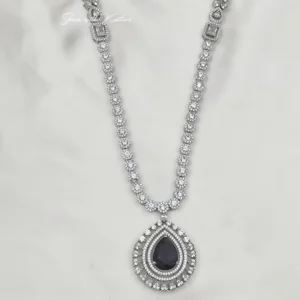 Amethyst Teardrop Crystal Necklace Set - Image 5