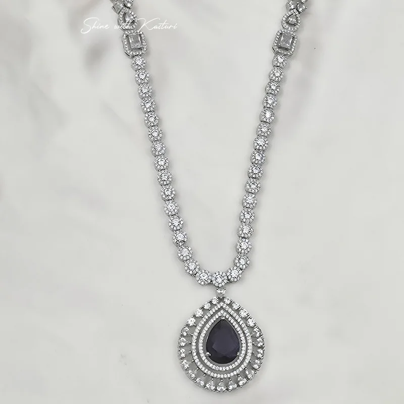 Amethyst Teardrop Crystal Necklace Set - Image 5