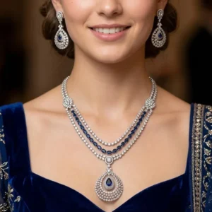 Midnight Sapphire CZ Layered Necklace Set