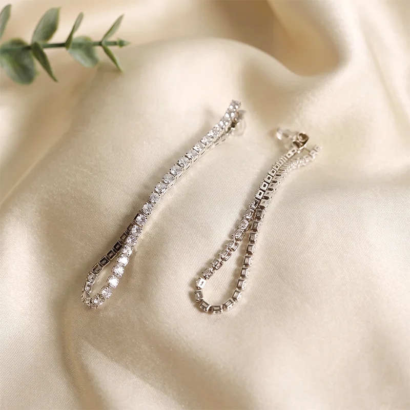 Tennis Earrings Silver, Folded