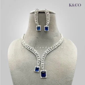 Minu Cubic Zirconia Y-Necklace, Aqua stone - Image 6