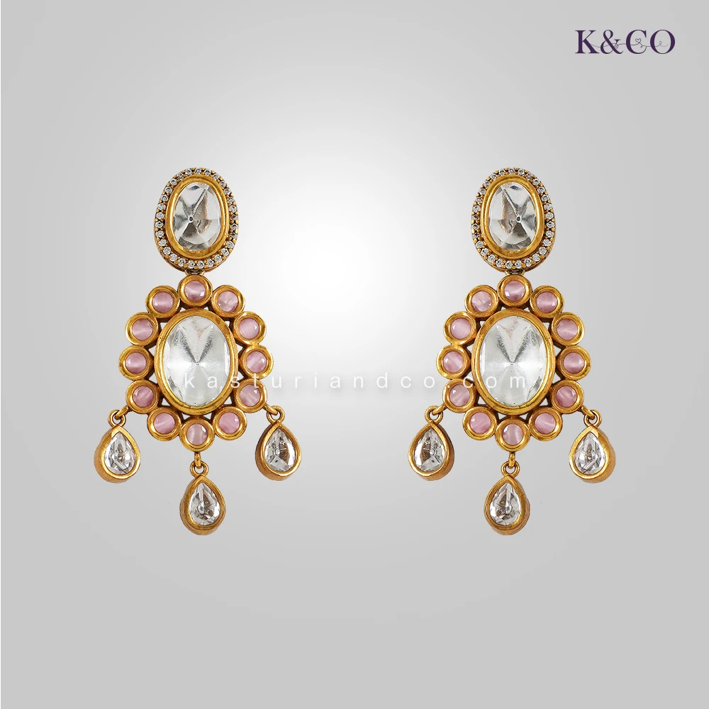 Siya Classic Polki Kundan Necklace, Pink - Image 2