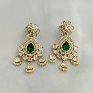 Emerald Radiance Statement Kundan Necklace Set - Image 4
