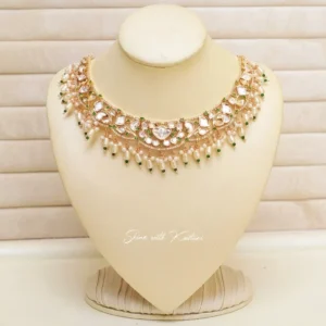 Alternative view of Statement Premium Choker Necklace with Polkis, Green