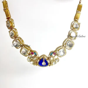 Alternative view of Blue Moissanite Stone Choker Necklace Set