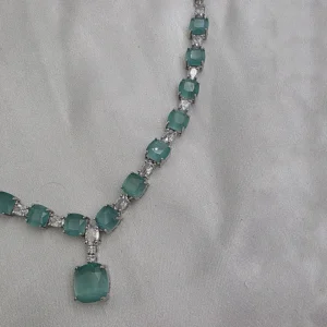 Aqua Stone Necklace Set with Earrings - Image 5