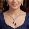 Teardrop American Diamond Necklace Set