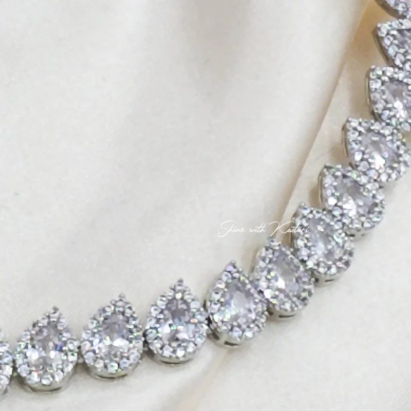 Ariana Teardrop CZ Statement Necklace Set - Image 2