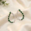 Teardrop Crystal Hoop Earrings, Green