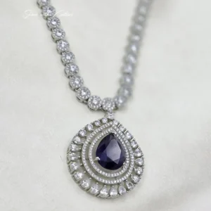 Amethyst Teardrop Crystal Necklace Set - Image 4